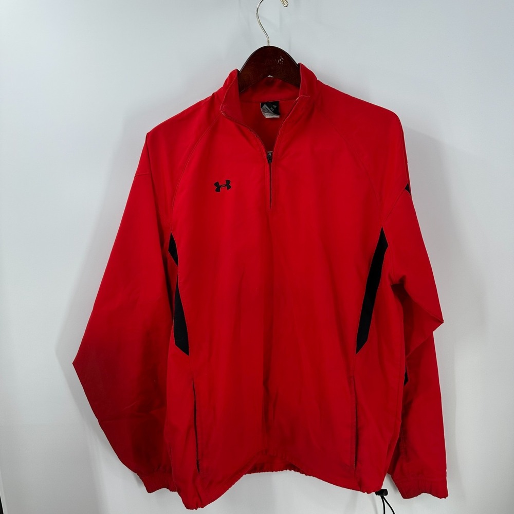 Under Armour‎ Quarter Zip Stand Collared Outdoor Windbreaker Jacket Red Size M